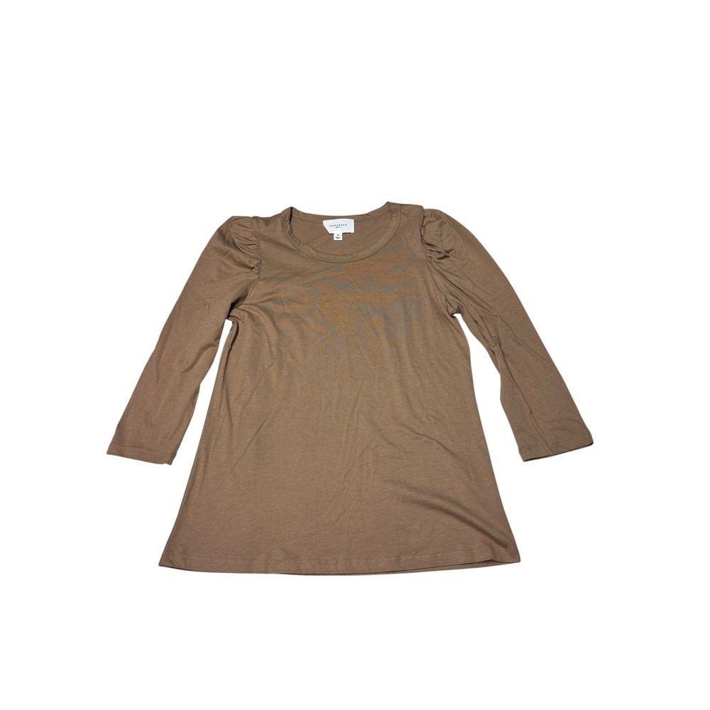 Pomander Place Brown Puff Shoulder 3/4 Sleeve Cotton Top Womens Medium Y20413T